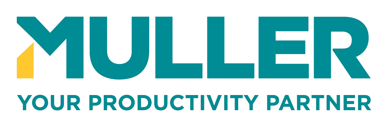 muller technology company logo transparent with slogan your productivity partner